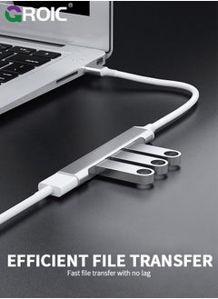 GROIC 4 منافذ USB موسع، USB 3.0 عالي السرعة وUSB 2.0 محور منافذ USB متعدد، منفذ USB خارجي من سبائك الألومنيوم لأجهزة الكمبيوتر المحمول، ماك، أجهزة الكمبيوتر الشخصية، منفذ USB متعدد محمول ومحور USB للكمبيوتر  - Image 4