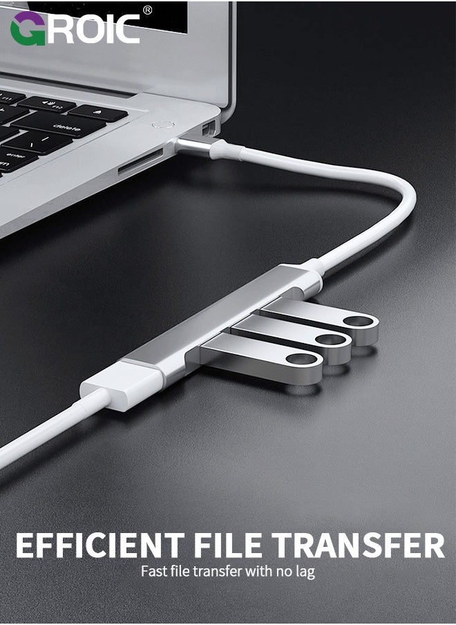 GROIC - 4 منافذ USB موسع، USB 3.0 عالي السرعة وUSB 2.0 محور منافذ USB متعدد، منفذ USB خارجي من سبائك الألومنيوم لأجهزة الكمبيوتر المحمول، ماك، أجهزة الكمبيوتر الشخصية، منفذ USB متعدد محمول ومحور USB للكمبيوتر - Image 1