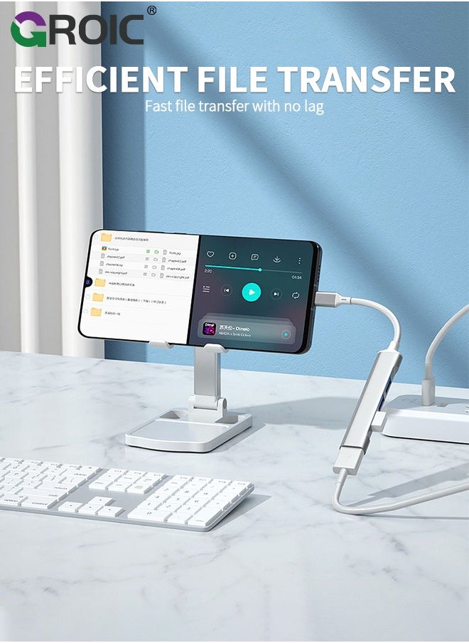 GROIC - 4 منافذ USB موسع، USB 3.0 عالي السرعة وUSB 2.0 محور منافذ USB متعدد، منفذ USB خارجي من سبائك الألومنيوم لأجهزة الكمبيوتر المحمول، ماك، أجهزة الكمبيوتر الشخصية، منفذ USB متعدد محمول ومحور USB للكمبيوتر - Image 1