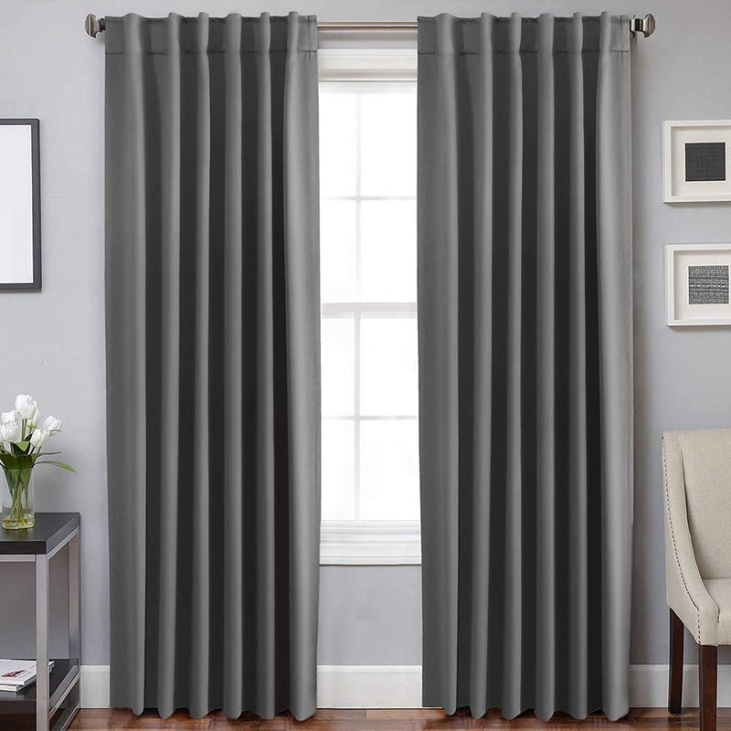 H.VERSAILTEX HVERSAILTEX Blackout Curtains Thermal Insulated Window Treatment Panels Room Darkening Blackout Drapes for Living Room Back TabRod Pocket Bedroom Draperies 52 x 84 Inch Bluish Gray 2 Panels - Image 1