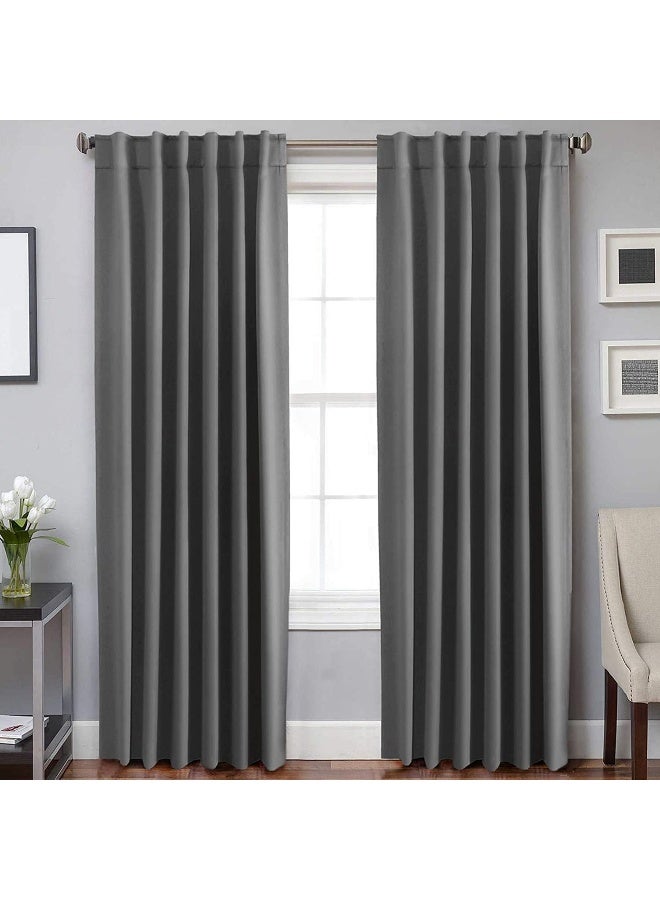 H.VERSAILTEX HVERSAILTEX Blackout Curtains Thermal Insulated Window Treatment Panels Room Darkening Blackout Drapes for Living Room Back TabRod Pocket Bedroom Draperies 52 x 84 Inch Bluish Gray 2 Panels - Image 3