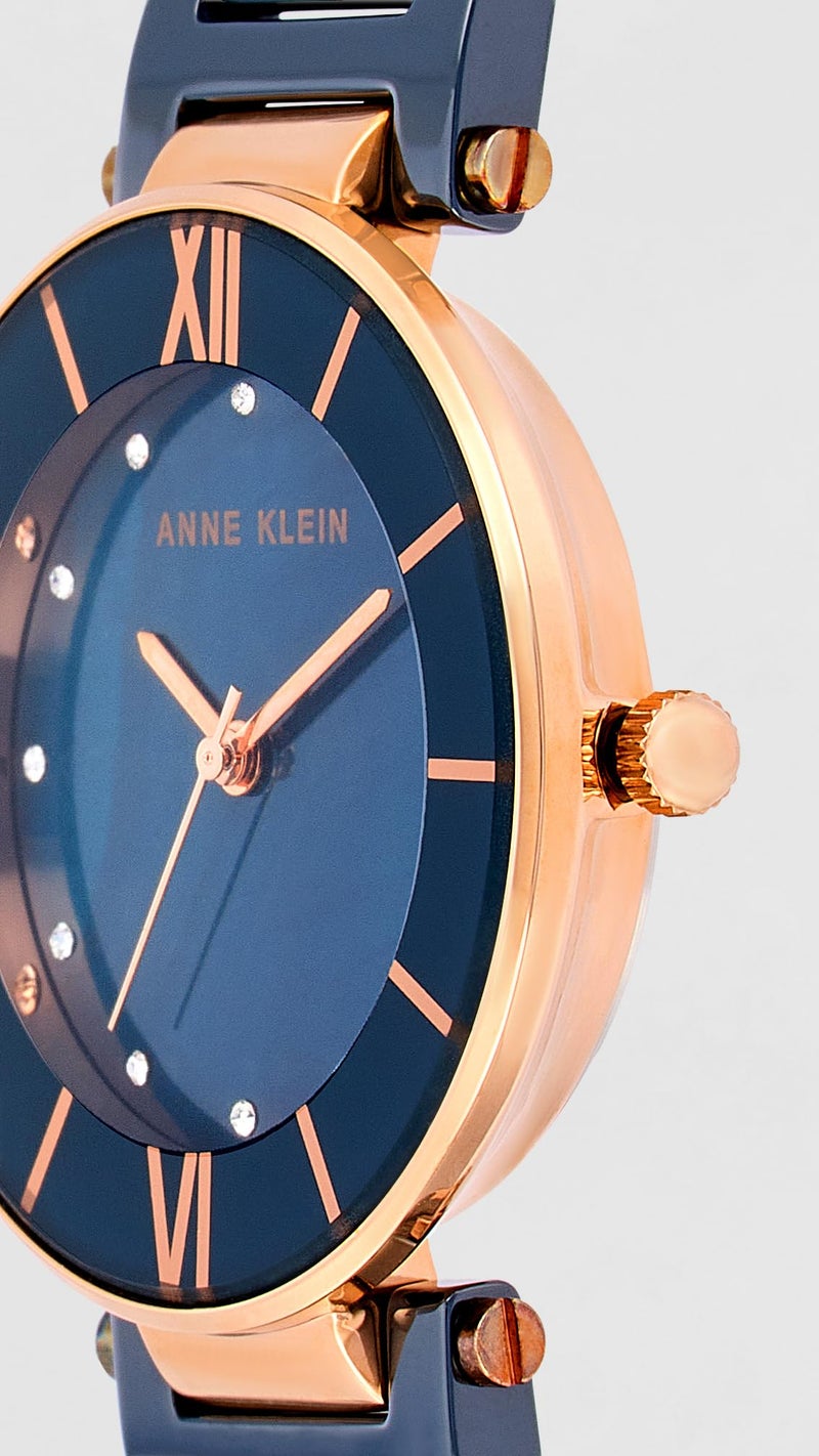 Anne Klein Quartz Analog Blue Dial Blue Ceramic Strap Watch for Women - NEAK3266NVRG - Image 5