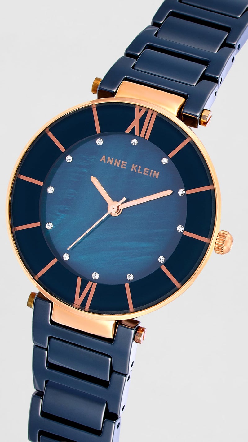 Anne Klein Quartz Analog Blue Dial Blue Ceramic Strap Watch for Women - NEAK3266NVRG - Image 4