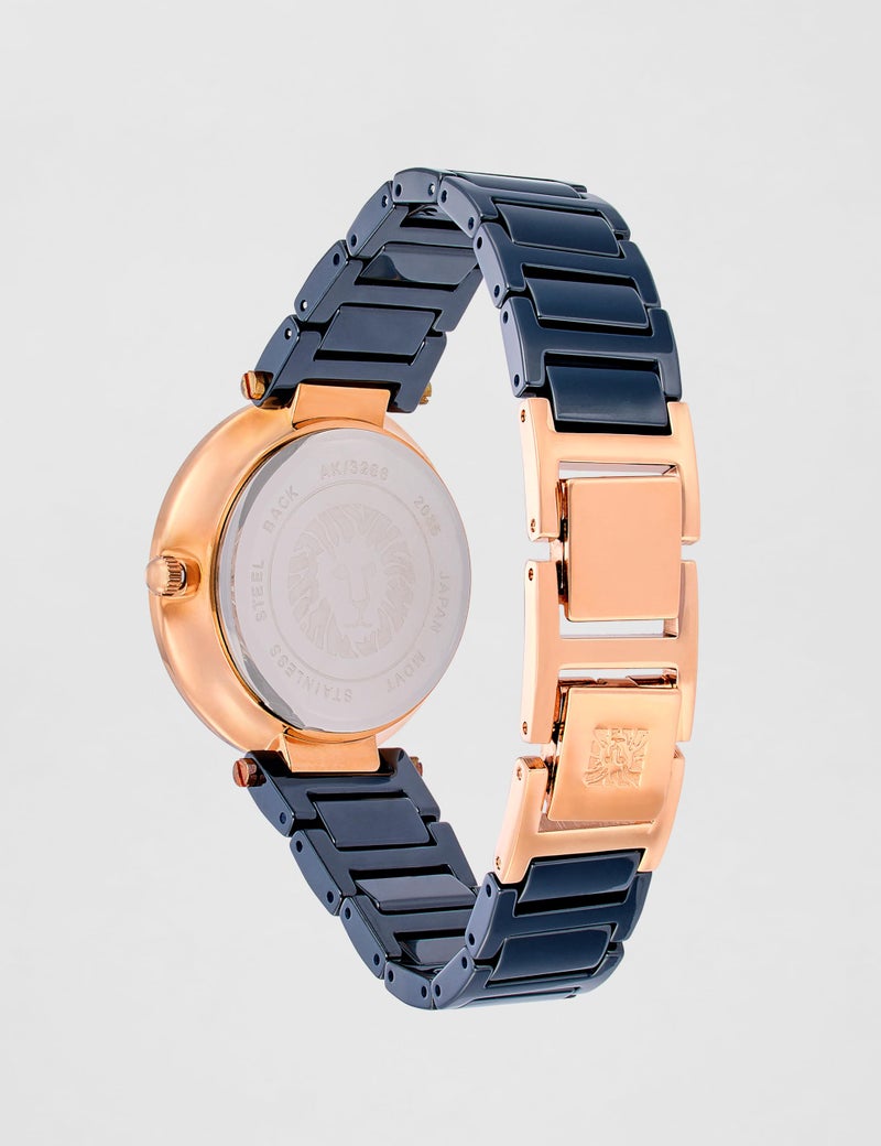 Anne Klein Quartz Analog Blue Dial Blue Ceramic Strap Watch for Women - NEAK3266NVRG - Image 3