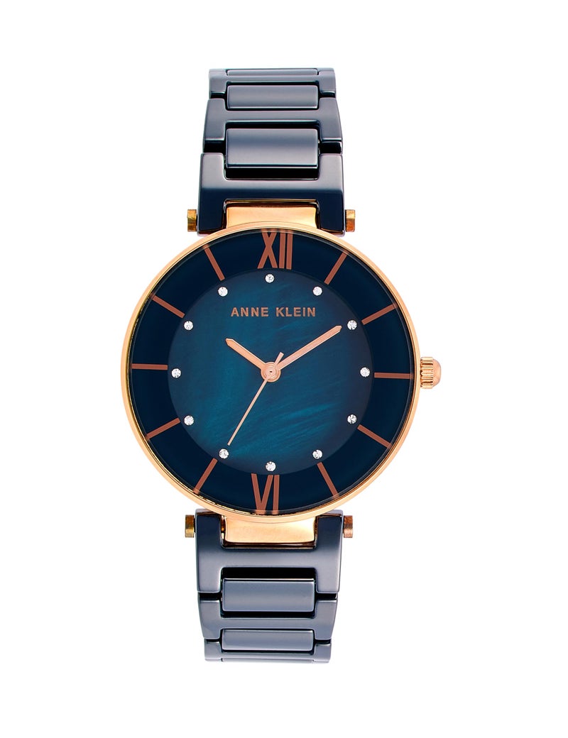Anne Klein Quartz Analog Blue Dial Blue Ceramic Strap Watch for Women - NEAK3266NVRG - Image 1