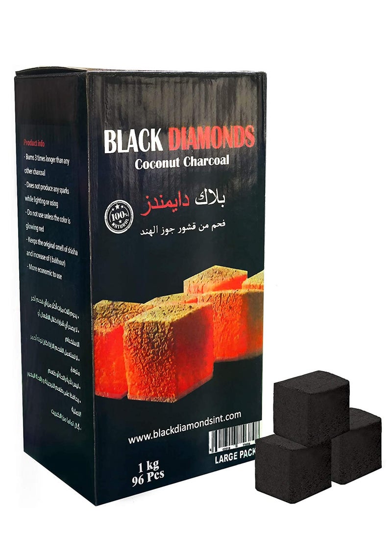 BLACK DIAMONDS Premium Coconut Shell Charcoal 96 Piece/Bakhoor Charcoal 1 KG  - Image 1