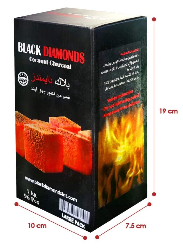 BLACK DIAMONDS Premium Coconut Shell Charcoal 96 Piece/Bakhoor Charcoal 1 KG  - Image 2