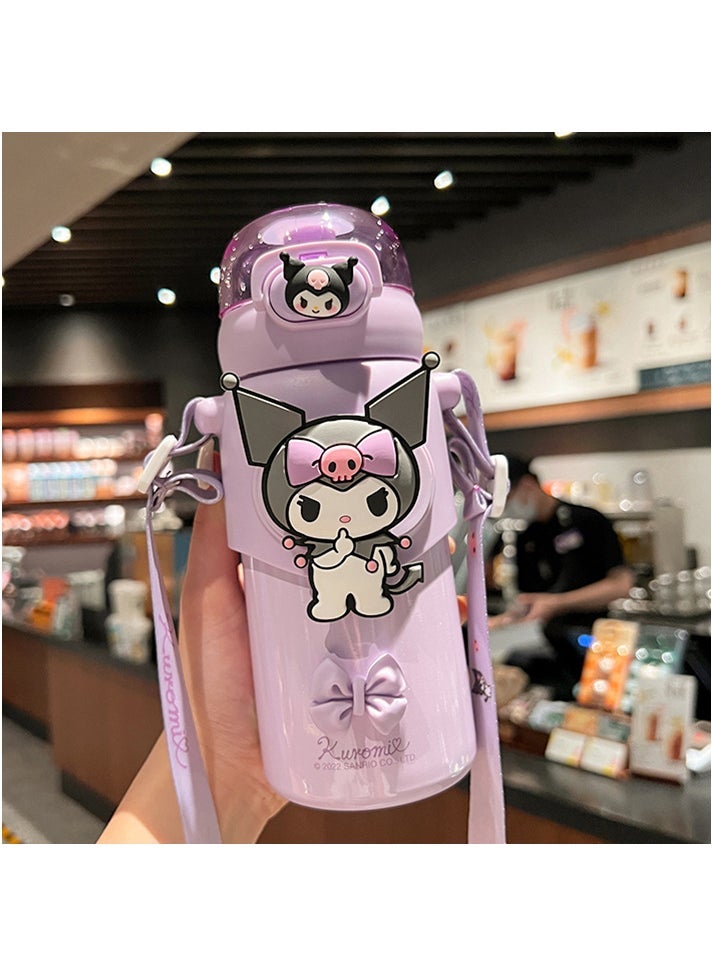 Sanrio Cute Super Cute Straw Thermos Cup for Girls High-value Online Celebrity Yugui Dog Straight Drinking Cup Crossbody Portable Purple Culomi