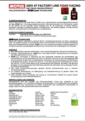 Motul 104125 Oil 300V Road Racing Synthetic 15W50 1 Liter - Image 2