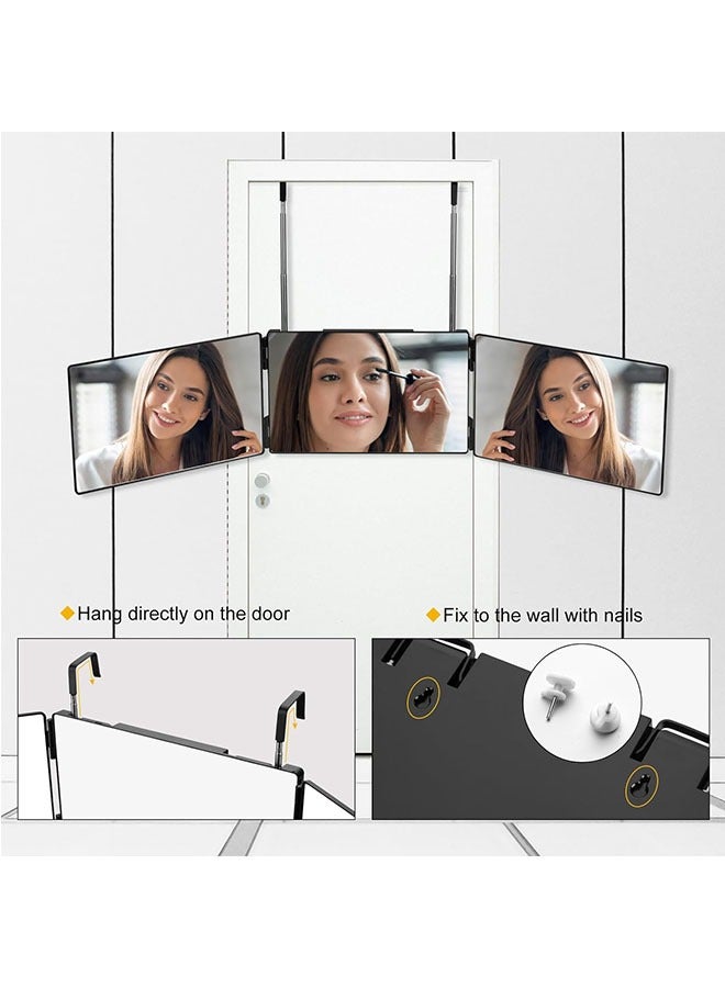 Rechargeable 3 Way Mirror, Real Glass Adjustable Trifold Mirror with Light Telescoping Hooks for Self Hair Cutting Styling Portable DIY Haircut Tool to Cut, Trim or Shave Your Head Neckline  - Image 2