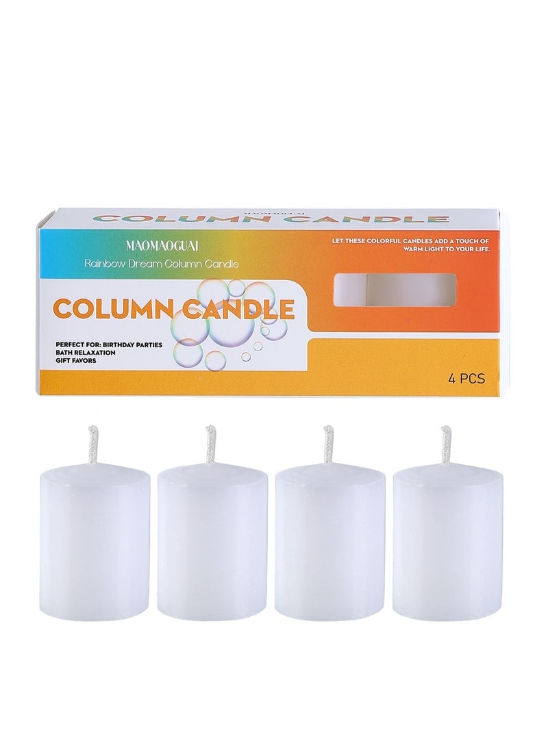 4 Pack White Pillar Candles, 1.5x2 Inch, Long-Lasting, Dripless and Smokeless Unscented Candles, Ideal for Home Décor, Parties Weddings and Relaxation - Image 1