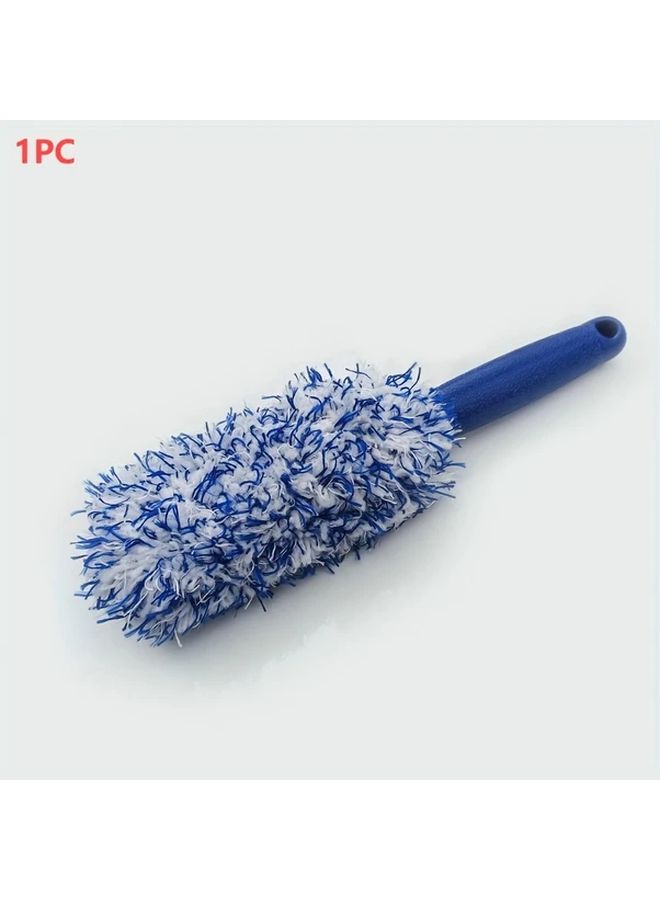 Blue Plush Microfiber Tire Wheel and Furniture Brush with Long Durable Handle - Image 5