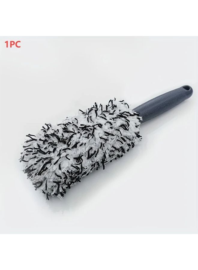 Blue Plush Microfiber Tire Wheel and Furniture Brush with Long Durable Handle - Image 3