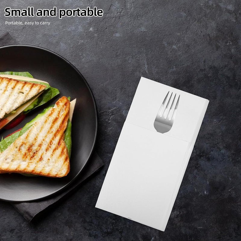 Baluue Disposable Paper Dinner Napkins with Fork Pocket, White 50pcs Bulk Pack, Pocket Napkins for Restaurant and Wedding Party Use - Image 4