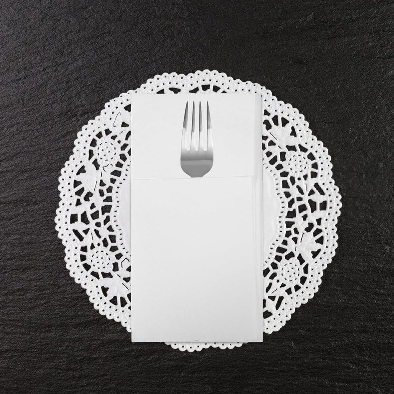 Baluue Disposable Paper Dinner Napkins with Fork Pocket, White 50pcs Bulk Pack, Pocket Napkins for Restaurant and Wedding Party Use - Image 5