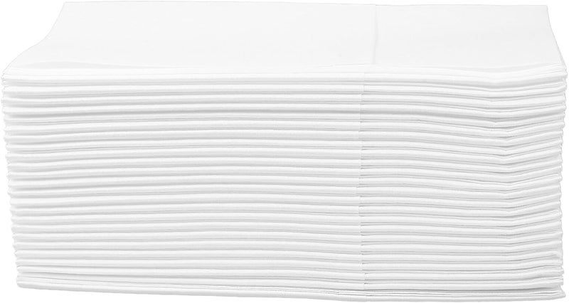 Baluue Disposable Paper Dinner Napkins with Fork Pocket, White 50pcs Bulk Pack, Pocket Napkins for Restaurant and Wedding Party Use - Image 1