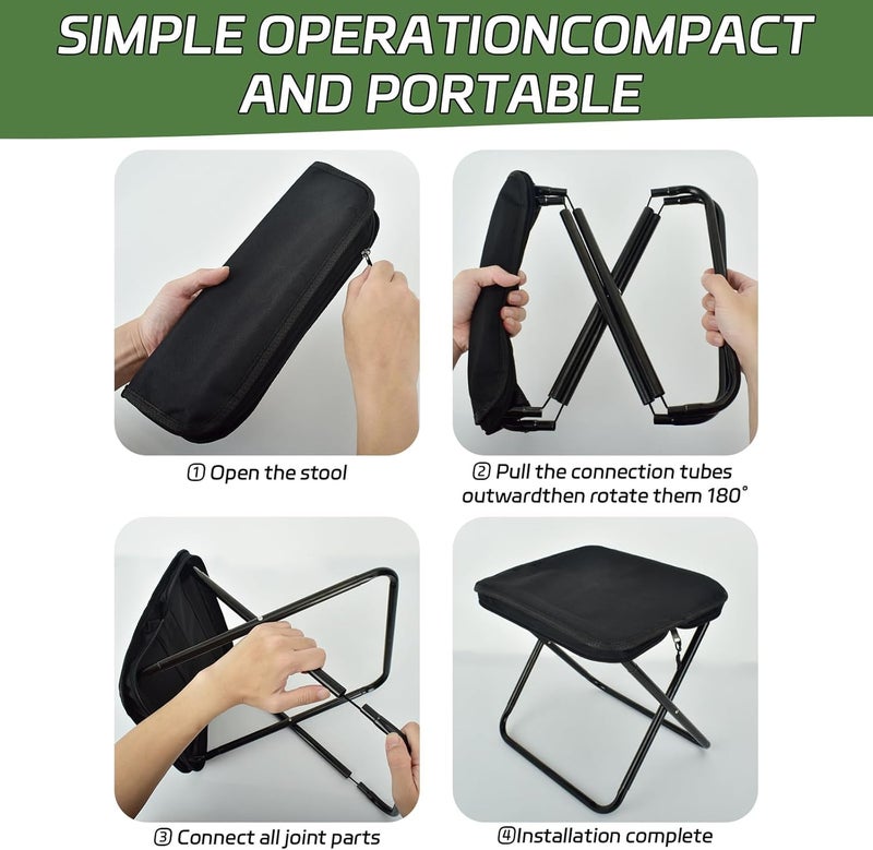 Portable Folding Chair Collapsible Stool Lightweight Compact Seat Strong Metal Frame Easy Carry Design For Fishing Camping Hiking Outdoor Haj Travel Waiting youth and elderly Use - Image 4