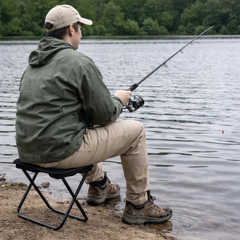 Portable Folding Chair Collapsible Stool Lightweight Compact Seat Strong Metal Frame Easy Carry Design For Fishing Camping Hiking Outdoor Haj Travel Waiting youth and elderly Use - Image 1