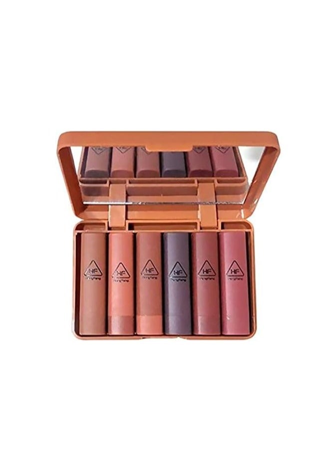 مجموعة أحمر شفاه 6 قطع بحجم مناسب للسفر بلون اليقطين الفاخر - Image 1