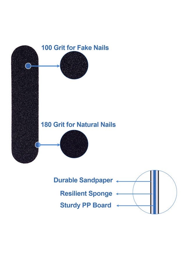GigaGround Small Nail Files Bulk (50 Pcs), 3.6 Inches Emery Board Nail File For Acrylic And Natural Nails, 100/180 Grit Double Sided Fingernail Filer Pack Mini Professional Filers Manicure Pedicure Set - Image 3