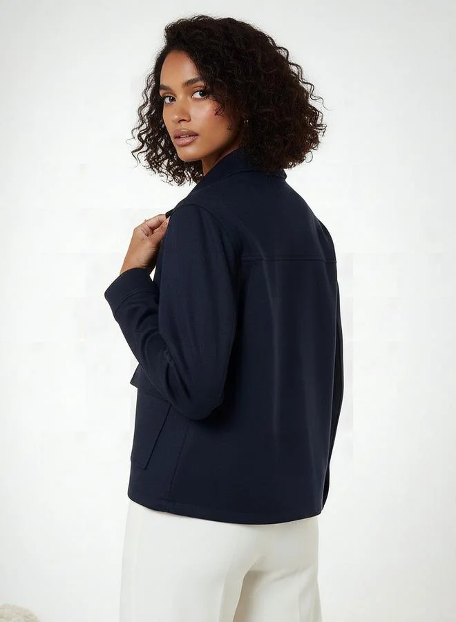 سبلاش فيڤ Regular Polyester Blend Shacket with Pockets