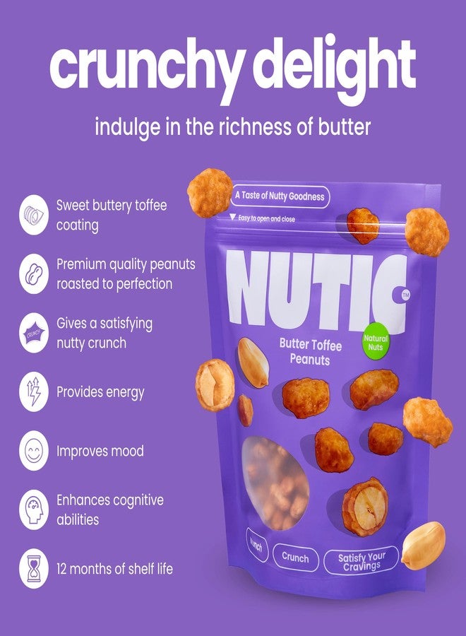 Nutic Gourmet Butter Toffee Peanuts - 1 lbs of Crunchy, Candied Peanuts for Snacking - Sweet & Toasted Nut Mix with a Butter Flavor - Ideal for Health-Conscious Snackers & Holiday Gift Giving - Image 2