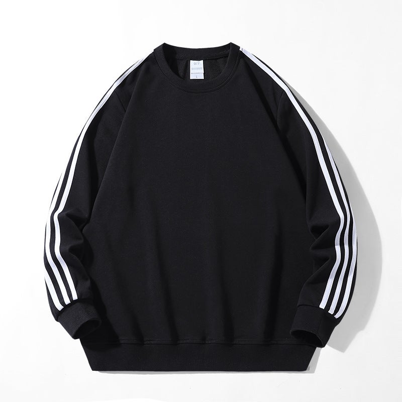 2024 spring new mens sweater pullover three bars hoodie youth autumn clothes coat mens top Black round neck