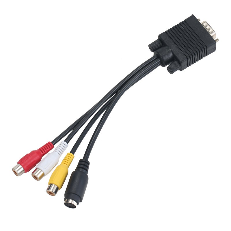 كابل محول VGA إلى S-VIDEO 3 RCA TV AV محول كابل أنثى 3 RCA كابل محول VGA إلى فيديو مخرج تلفزيوني محول AV S-Video - Image 3