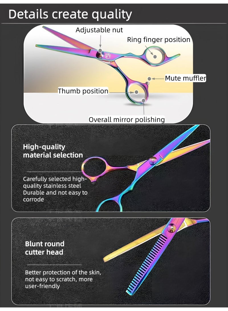 Loucky Hair Cutting Scissors Set, 11-Piece Professional Barber Shears Kit with Comb, Cape, Straight & Thinning Shears for Men Women Kids pets, Home Salon Use - Image 5