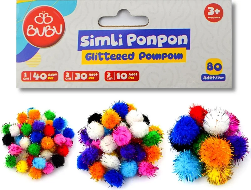 BUBU 10 20 30 mm Mixed Glitter Pompom 80's HS0026