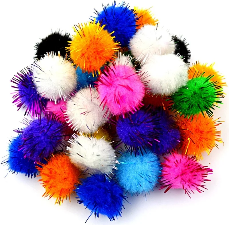 BUBU 10 20 30 mm Mixed Glitter Pompom 80's HS0026
