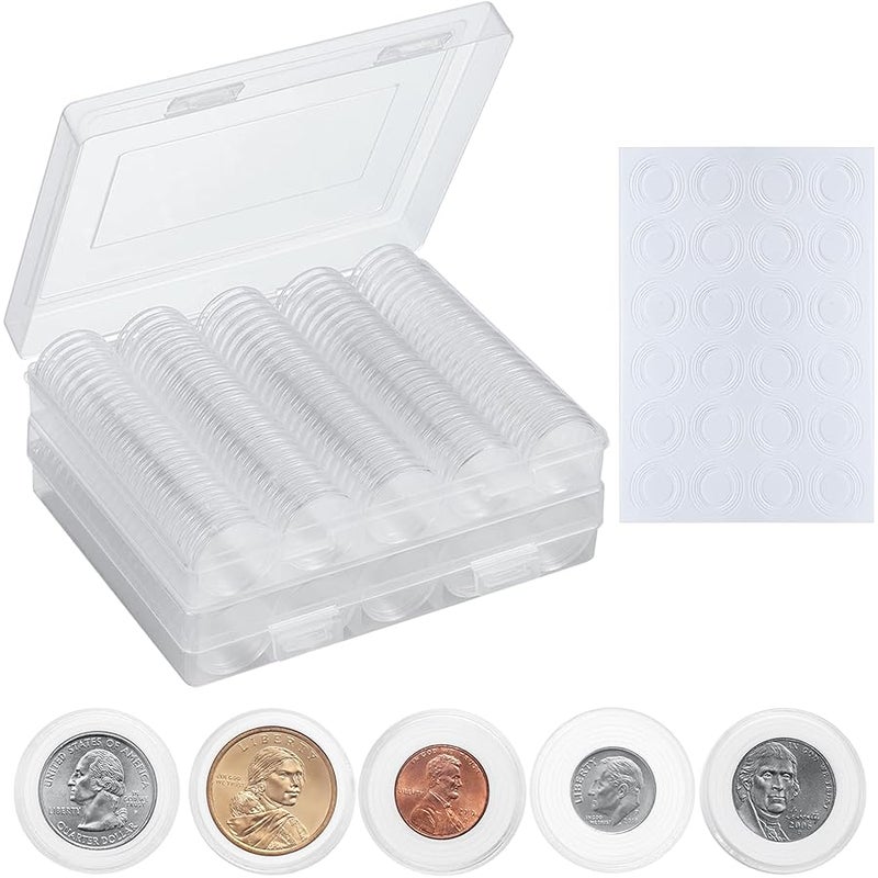 240 PCS 30mm Plastic Coin Capsule Holder, 5 Sizes Protect Gasket Coin Case for Collectors, Round Coin Collecting Supplies with Storage Box - Image 1