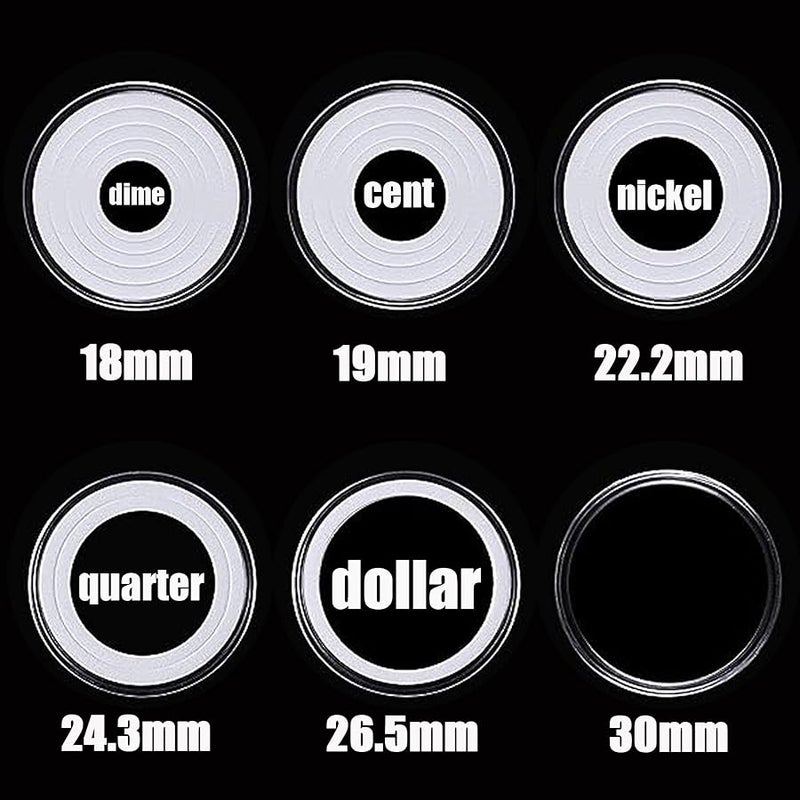 240 PCS 30mm Plastic Coin Capsule Holder, 5 Sizes Protect Gasket Coin Case for Collectors, Round Coin Collecting Supplies with Storage Box - Image 5