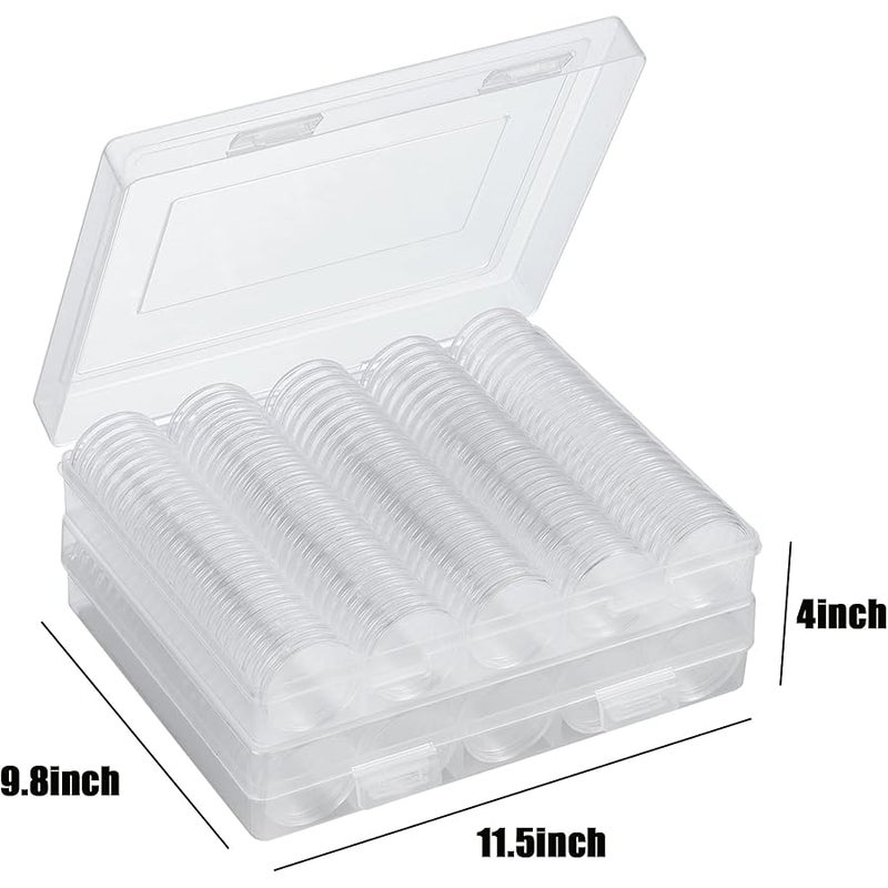 240 PCS 30mm Plastic Coin Capsule Holder, 5 Sizes Protect Gasket Coin Case for Collectors, Round Coin Collecting Supplies with Storage Box - Image 2