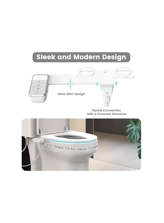 The Bros ملحق بيديه الإخوة للمرحاض بيديه فائق النحافة للمرحاض الحالي، مقعد مرحاض بيديه غير كهربائي مع فوهات قابلة للسحب للتنظيف الذاتي، بيديه للمرحاض، تركيب سريع وسهل - Image 4