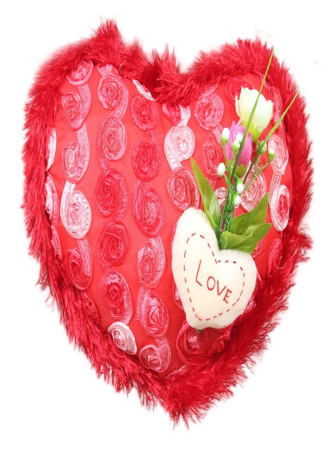 Tickles Beautiful Hanging Heart with Roses Soft Stuffed Plush Cushion for Boys & Girls Love Specail Valentine Gift (Color: Red Size: 25 cm) - Image 1