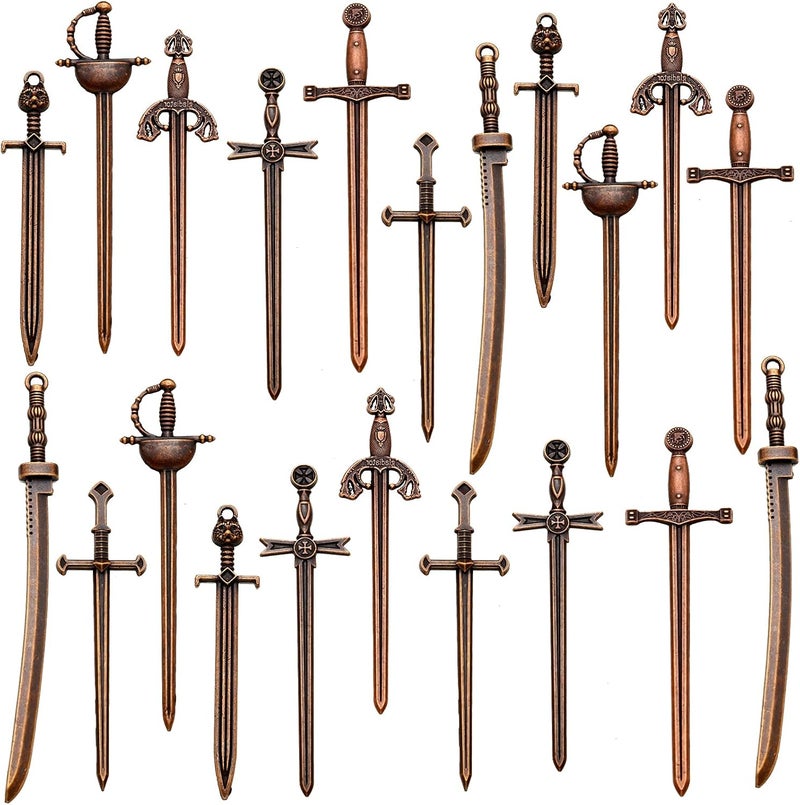 comfrt 21 Pieces Antique Swords Knife Bookmark Charms Swords Knife Pendants Knife Charms for Bookmarks DIY Necklace Bracelace Jewelry Making - Image 1