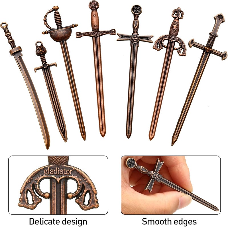 comfrt 21 Pieces Antique Swords Knife Bookmark Charms Swords Knife Pendants Knife Charms for Bookmarks DIY Necklace Bracelace Jewelry Making - Image 3