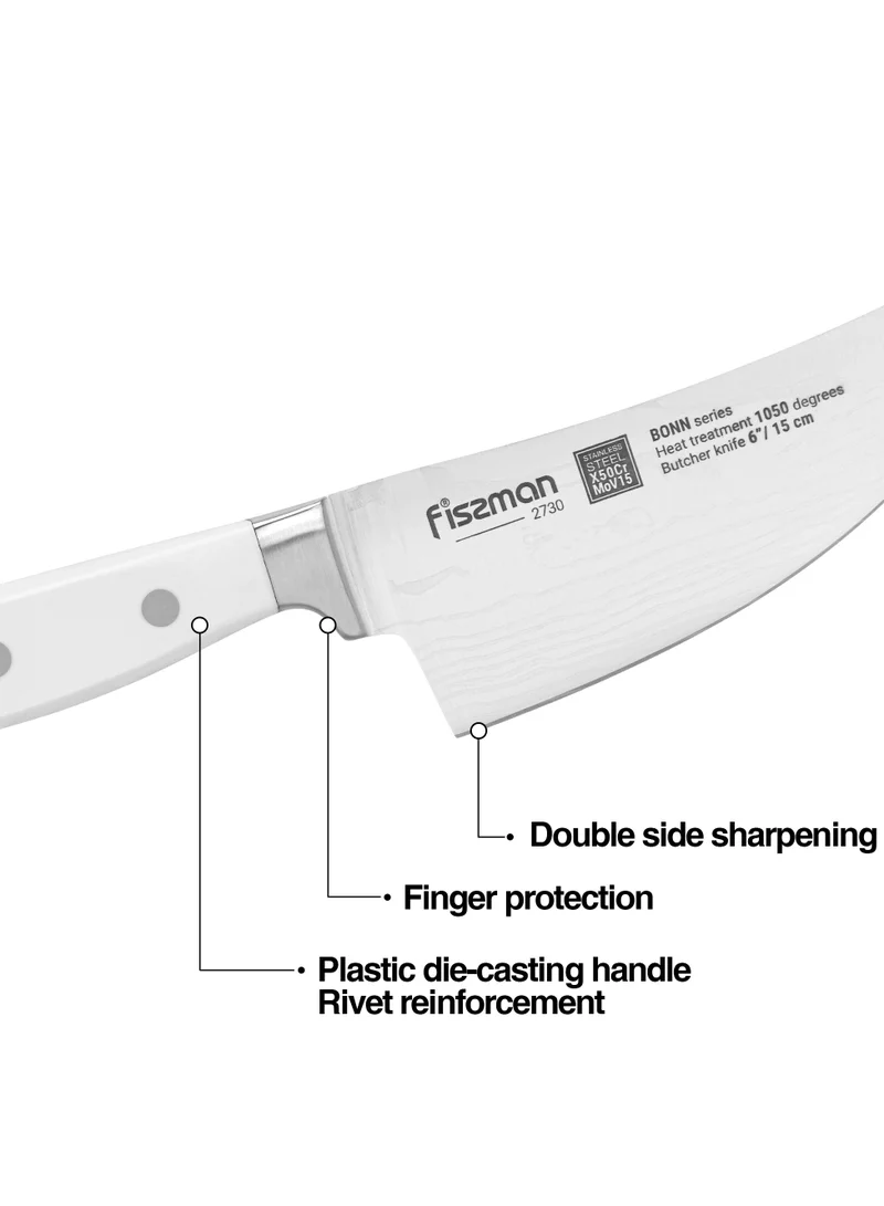 فيسمان 6'' Butcher Knife Bonn Series, with Sharp Blade and Sturdy Non Slip Handle, Minimalist Design, Stainless Steel, Suitable for Home Restaurant