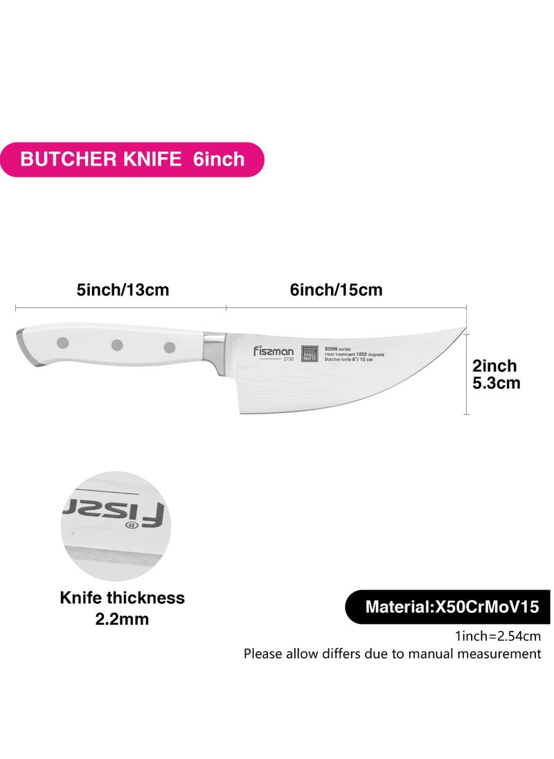 Fissman - 6'' Butcher Knife Bonn Series, with Sharp Blade and Sturdy Non Slip Handle, Minimalist Design, Stainless Steel, Suitable for Home Restaurant - Image 1