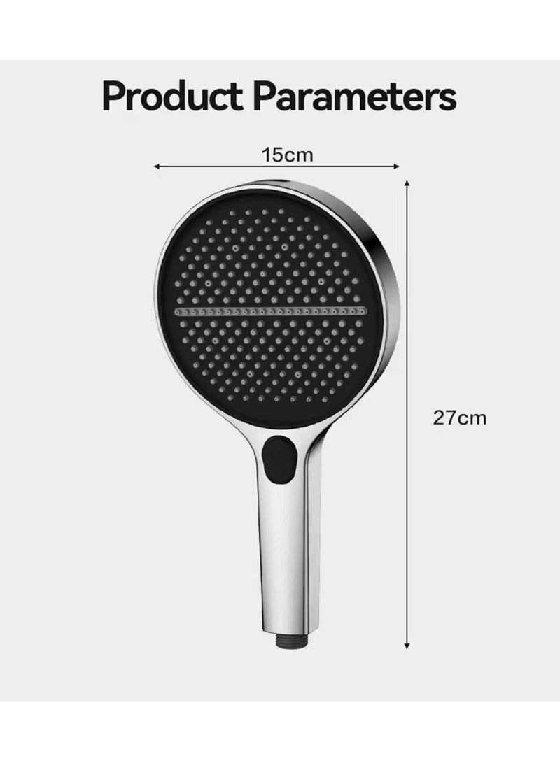 رأس دش عالي الضغط مزود بأربعة أوضاع ورأس دش محمول مزود بشاحن توربيني مع لوحة بعرض 15 سم وتقنية حقن الهواء وفوهات سيليكون سهلة التنظيف ورذاذ موفر للمياه وغسيل قوي - Image 2