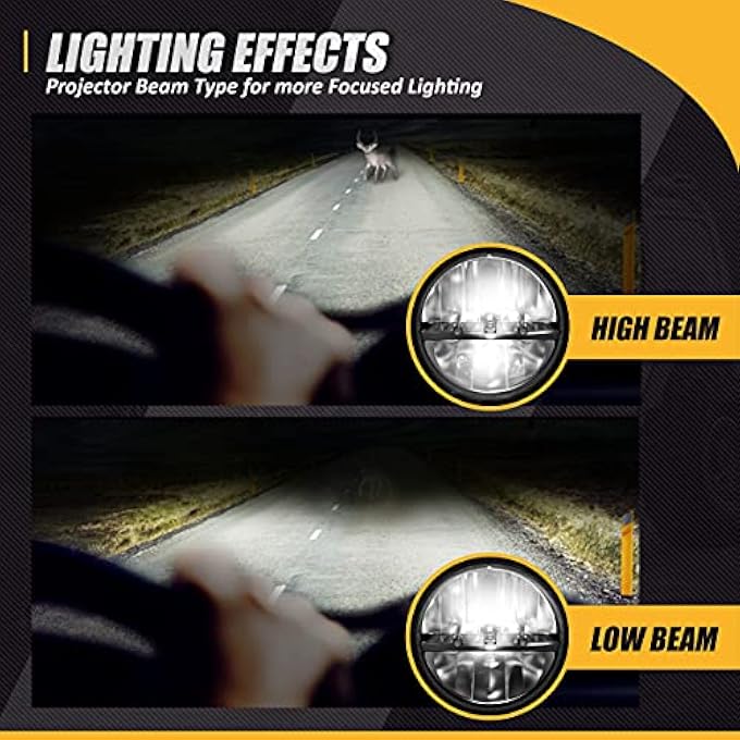 NUVISION LIGHTING NvlHl002 7 Inches Led Headlight High Low Beam Compatible With 9717 Jeep Wrangler Jk Tj Lj Cj 18 Wrangler Jk With Adapter Harness Left  Right Dot Approved - Image 5