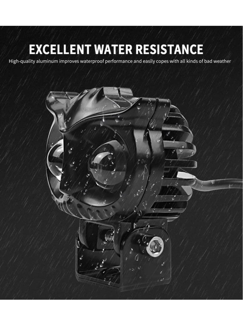 Loquat LED Motorcycle Driving Fog Lights, White and Amber LED Pods Projector Lights, Super Bright Waterproof Driving Fog Lights, for Car Motorcycle Bike SUV Tractor Pickup (Owl style) - Image 2