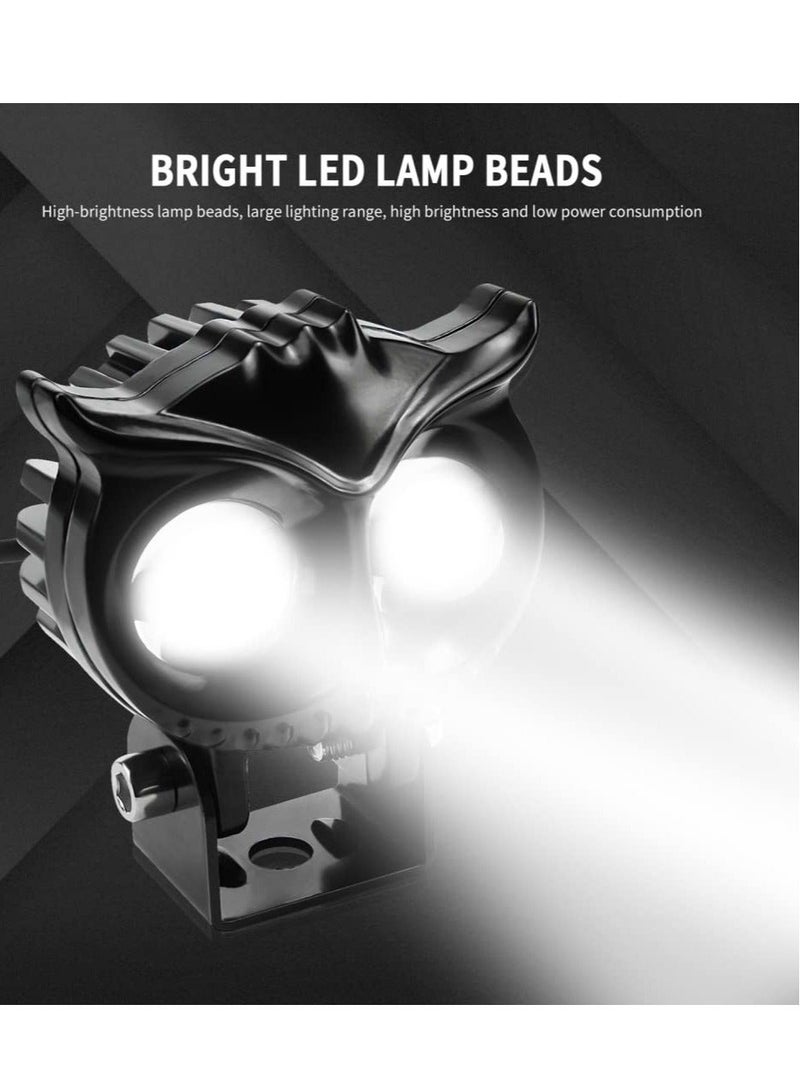 Loquat LED Motorcycle Driving Fog Lights, White and Amber LED Pods Projector Lights, Super Bright Waterproof Driving Fog Lights, for Car Motorcycle Bike SUV Tractor Pickup (Owl style) - Image 5