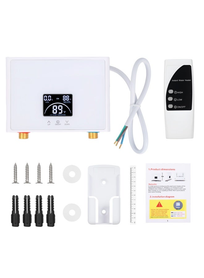 Mini Electric Tankless Water Heater 5500W 220V Constant Temperature Instant Hot Water Heater with Remote Control Digital Display On Demand Hot Water Heater - Image 1