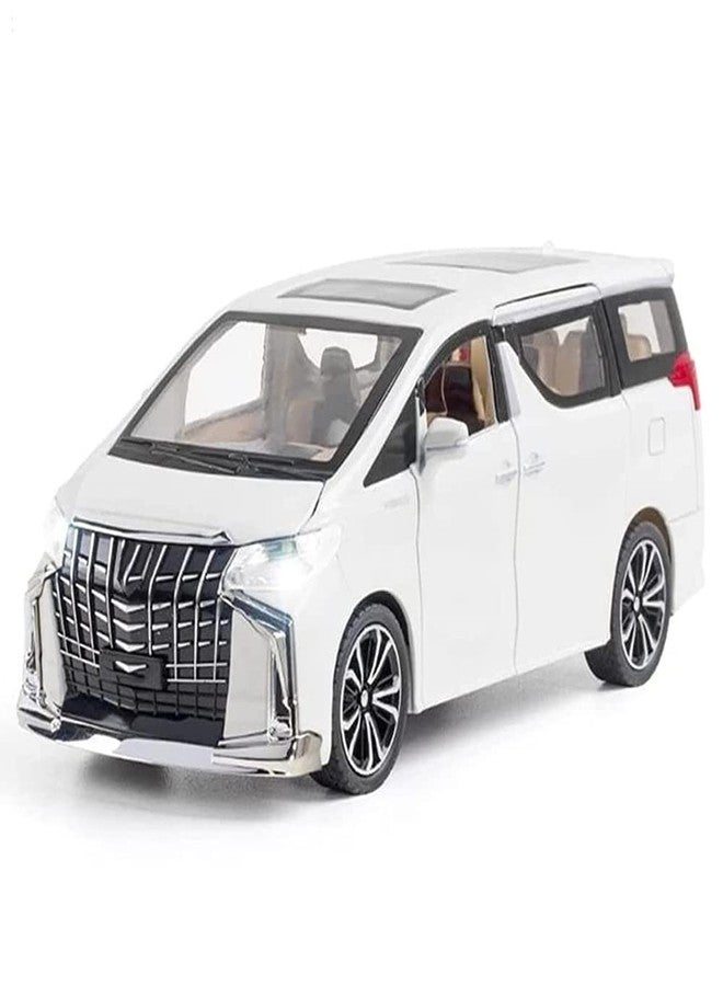 UKAXA 1:24 Scale Alphard Toy Car for Kids Diecast Metal Cars with Light Sound Pull Back Openable Door Car Toy, White - Image 1