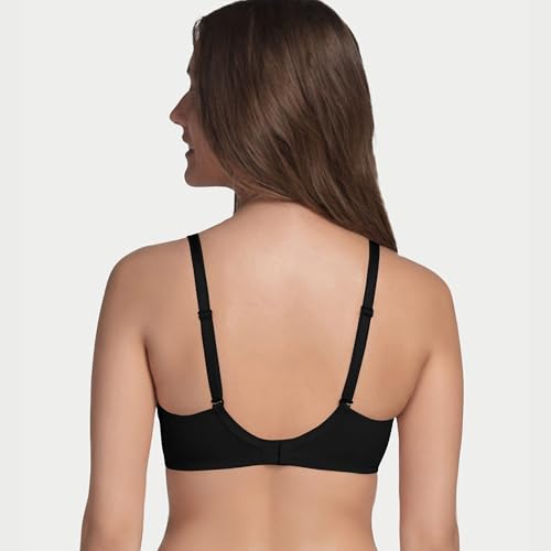 Enamor A055 Stretch Cotton Comfort Shaper With Detachable Straps T-Shirt Bra - Non-Padded Wirefree High Coverage - Black - Image 2