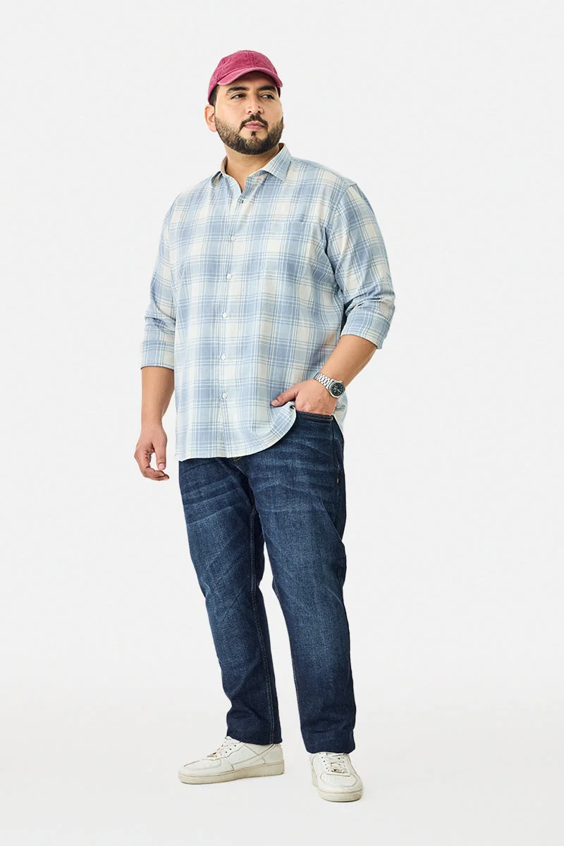 SNITCH Linen Blend Checks Plus Size Shirt