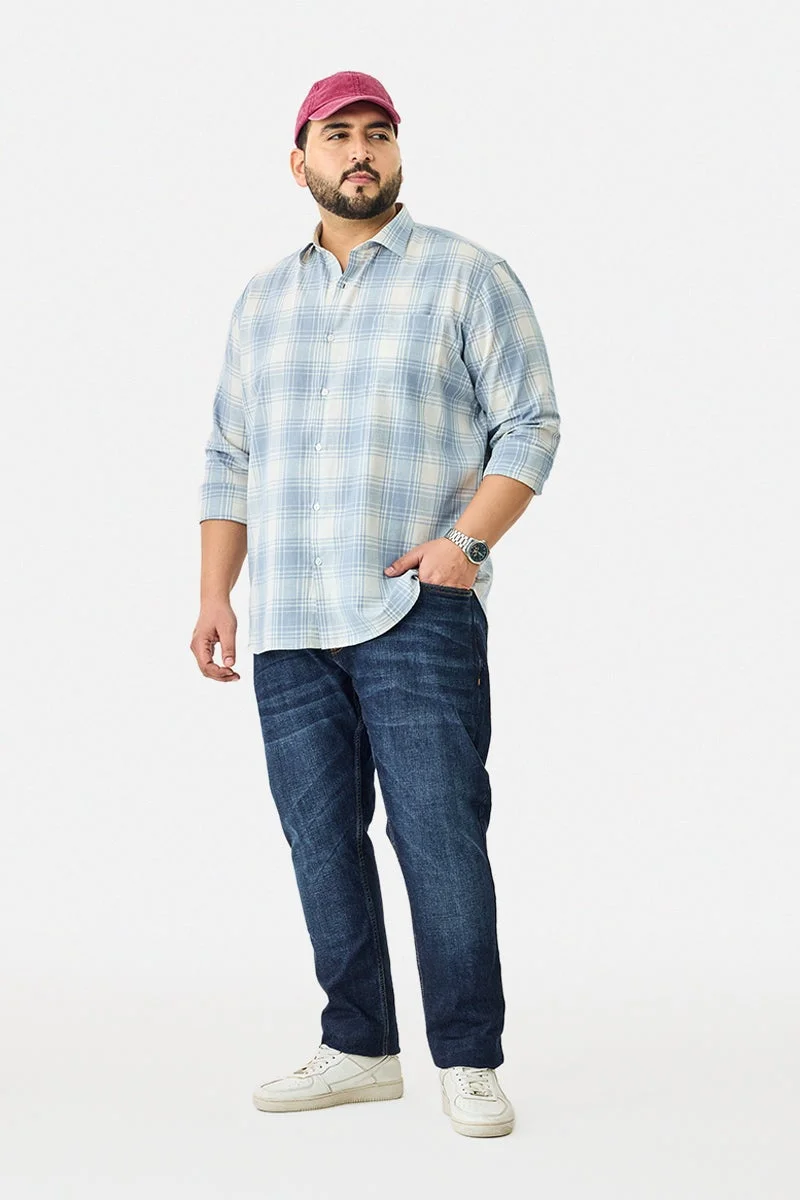 SNITCH Linen Blend Checks Plus Size Shirt