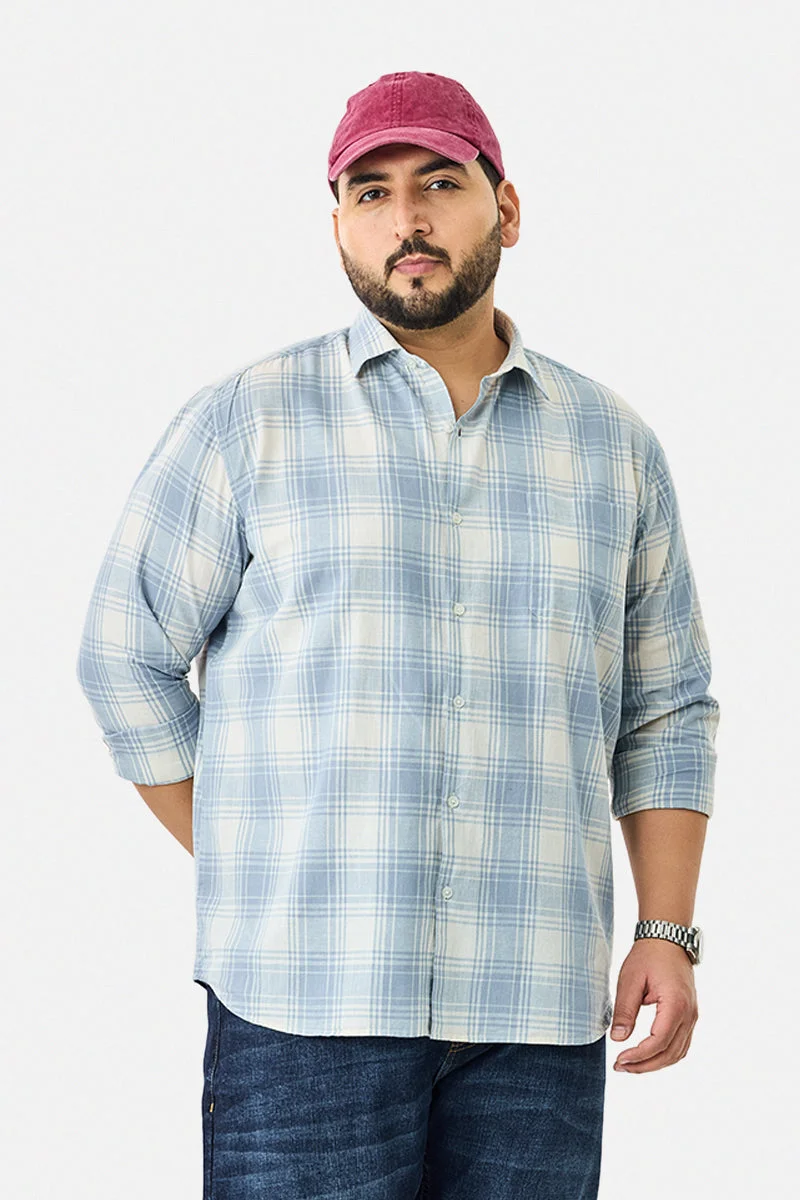 SNITCH Linen Blend Checks Plus Size Shirt